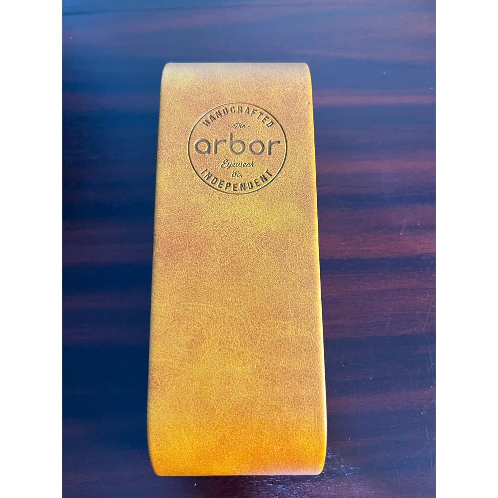 The Arbor Eyewear Glasses Case Tan Faux Leather Preppy Minimalist Travel